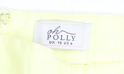 Oh Polly Women's Yellow Short Ruffle Stretch Skirt Size 10