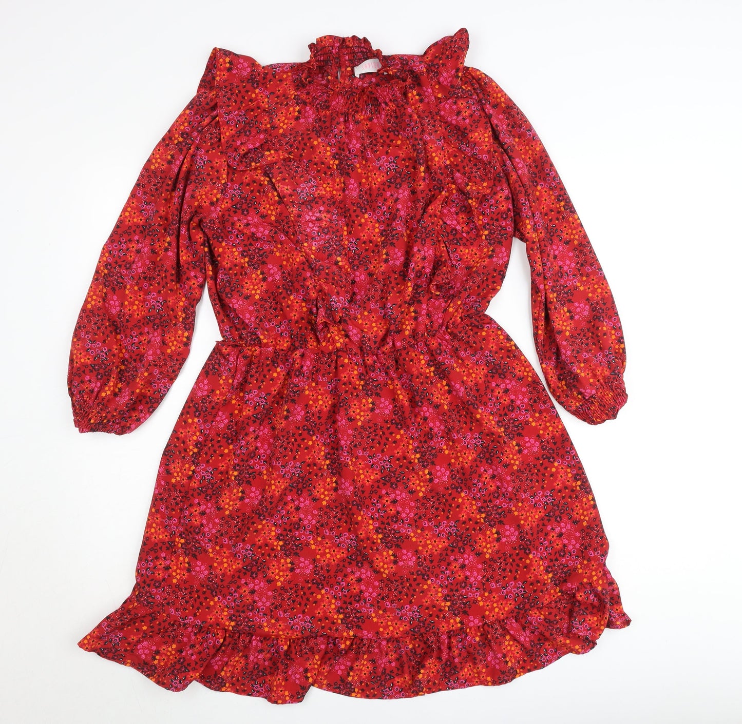 Savida Womens Red Floral A-Line Short Dress Size 12