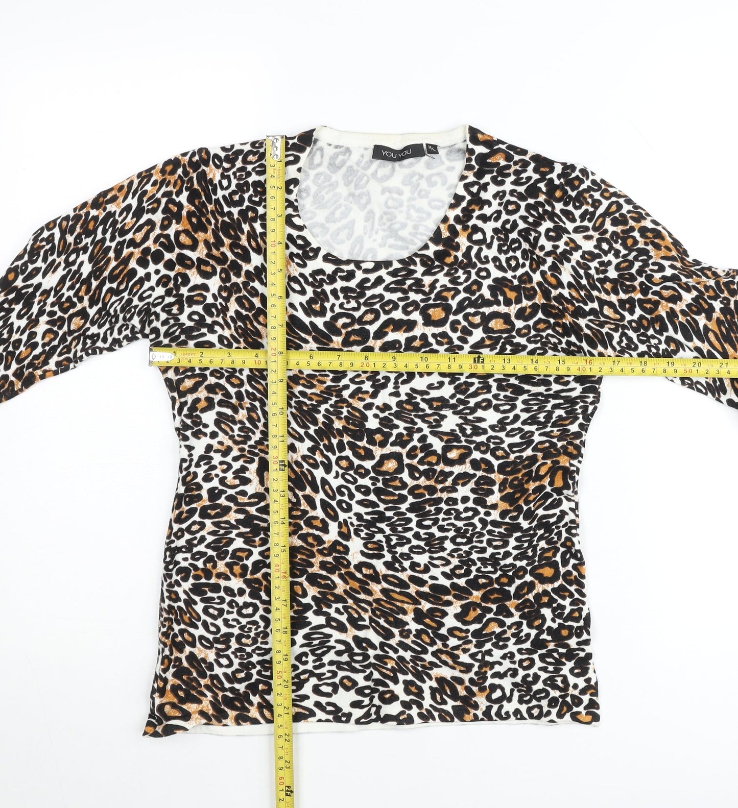 YOU YOU Womens Multicoloured Leopard Print Long Sleeve Pullover Jumper M