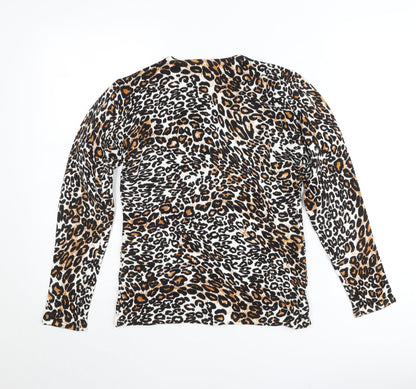 YOU YOU Womens Multicoloured Leopard Print Long Sleeve Pullover Jumper M