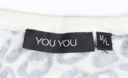 YOU YOU Womens Multicoloured Leopard Print Long Sleeve Pullover Jumper M