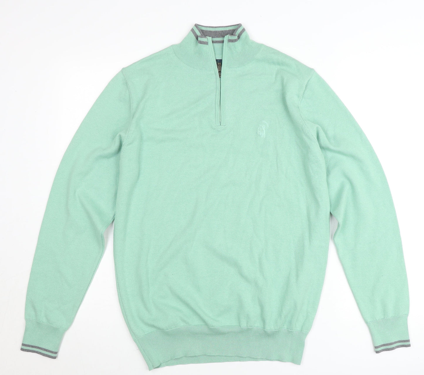 Padraig Harrington Men's Green 1/4 Zip Sweatshirt Small Cotton Blend