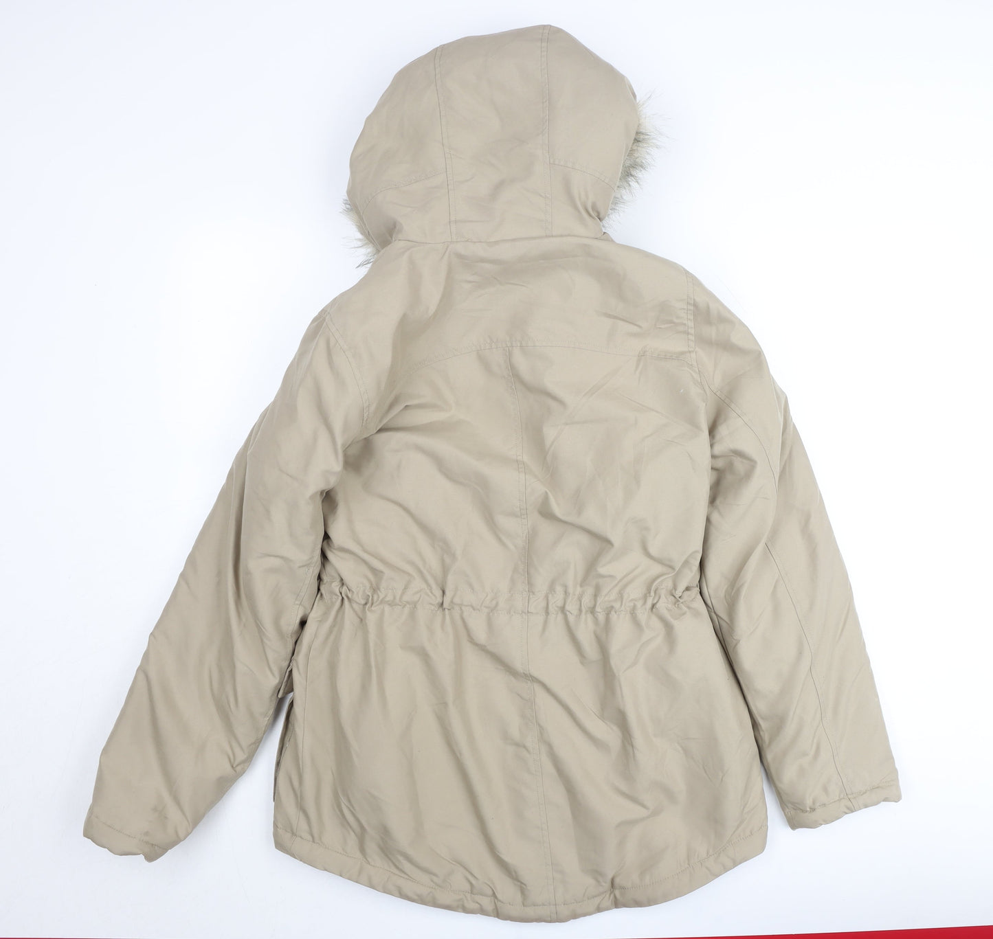 ONLY Womens Beige Fur Trim Hooded Parka Coat XS