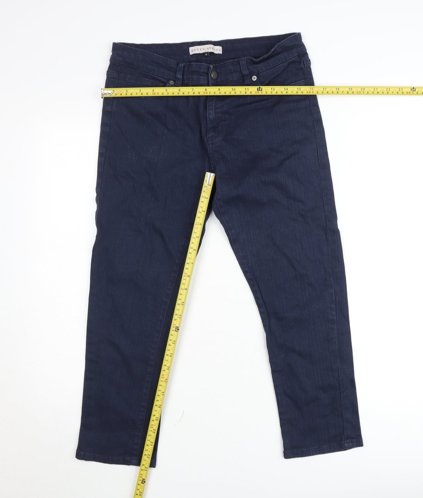Rowen Avenue Womens Blue Straight Stretch Denim Jeans Size 12
