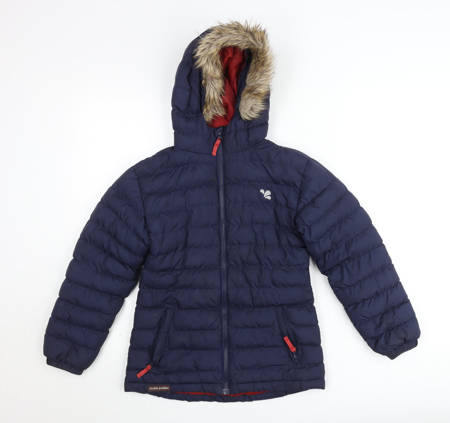 Muddy Puddles Girls Blue Hooded Puffer Jacket 9-10 Years Winter Coat