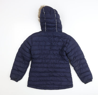 Muddy Puddles Girls Blue Hooded Puffer Jacket 9-10 Years Winter Coat