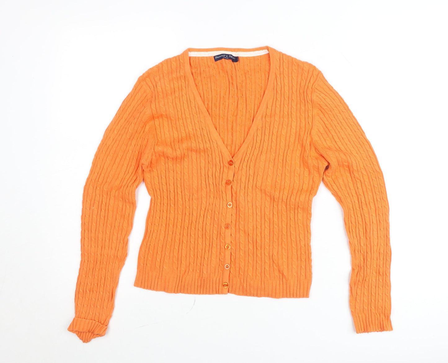 Barred's Sport Women's Orange Cable-Knit V-Neck Cardigan Size L
