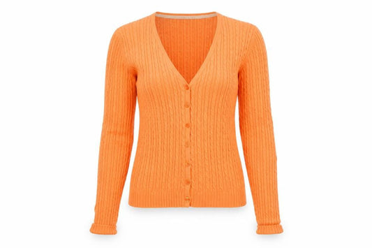 Barred's Sport Women's Orange Cable-Knit V-Neck Cardigan Size L