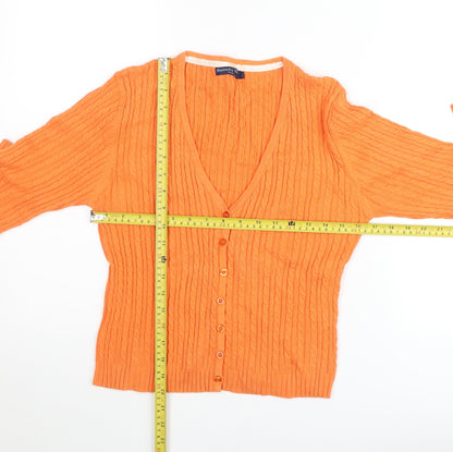 Barred's Sport Women's Orange Cable-Knit V-Neck Cardigan Size L