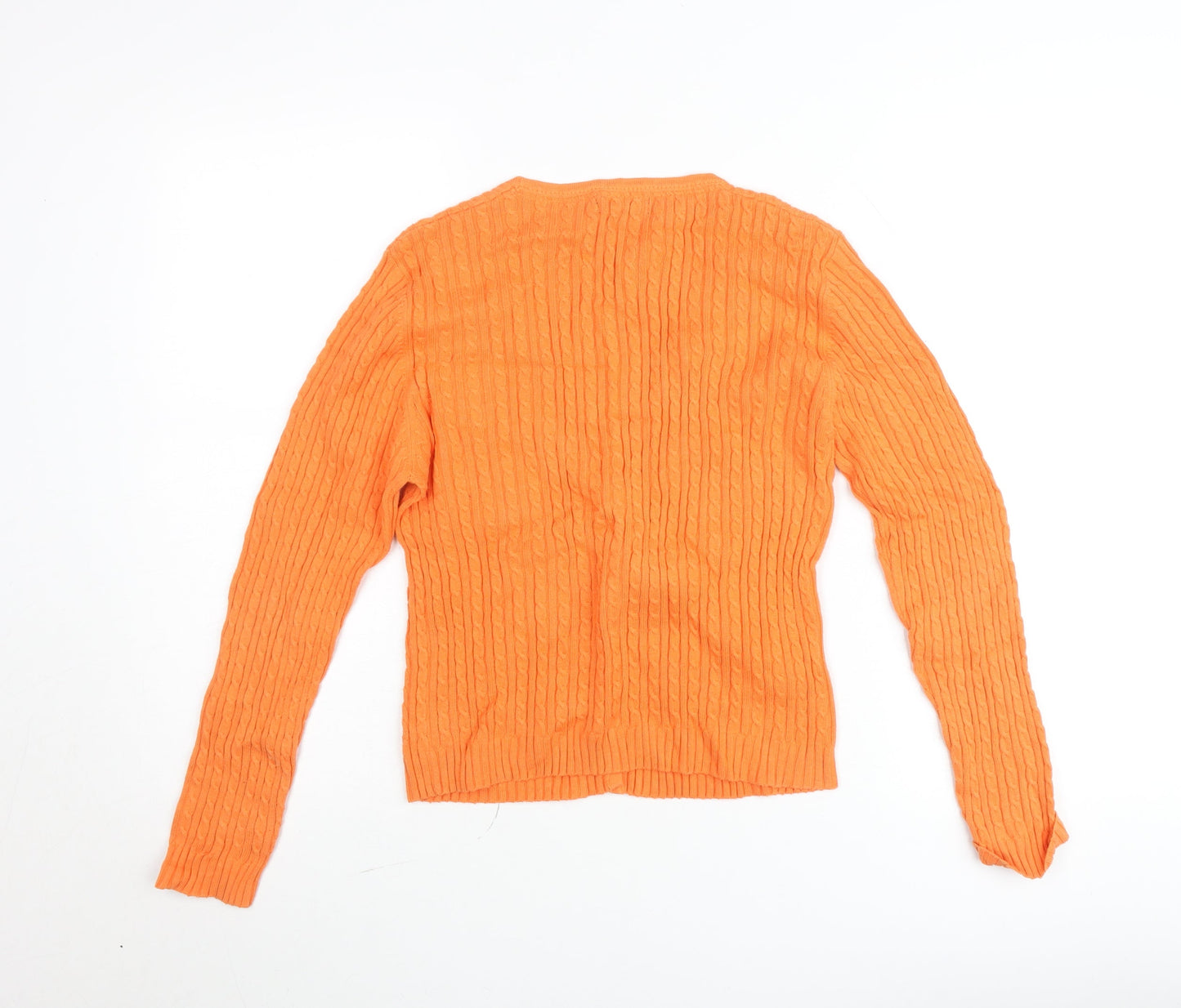 Barred's Sport Women's Orange Cable-Knit V-Neck Cardigan Size L