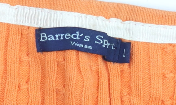 Barred's Sport Women's Orange Cable-Knit V-Neck Cardigan Size L