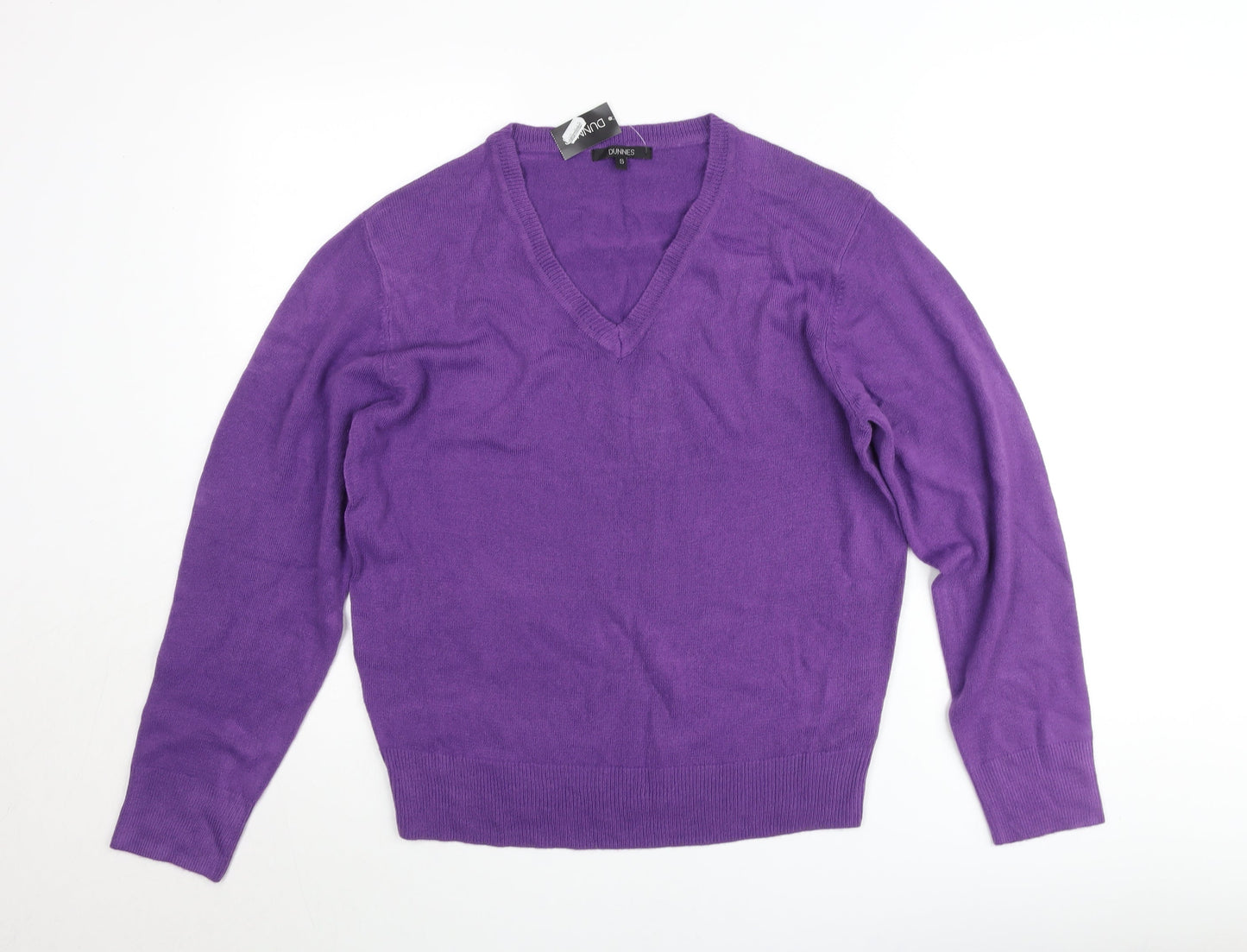 Dunnes Women's Purple V-Neck Cotton Jumper Size S