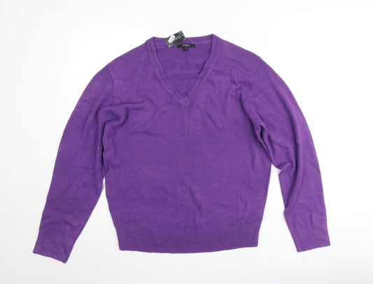 Dunnes Women's Purple V-Neck Cotton Jumper Size S