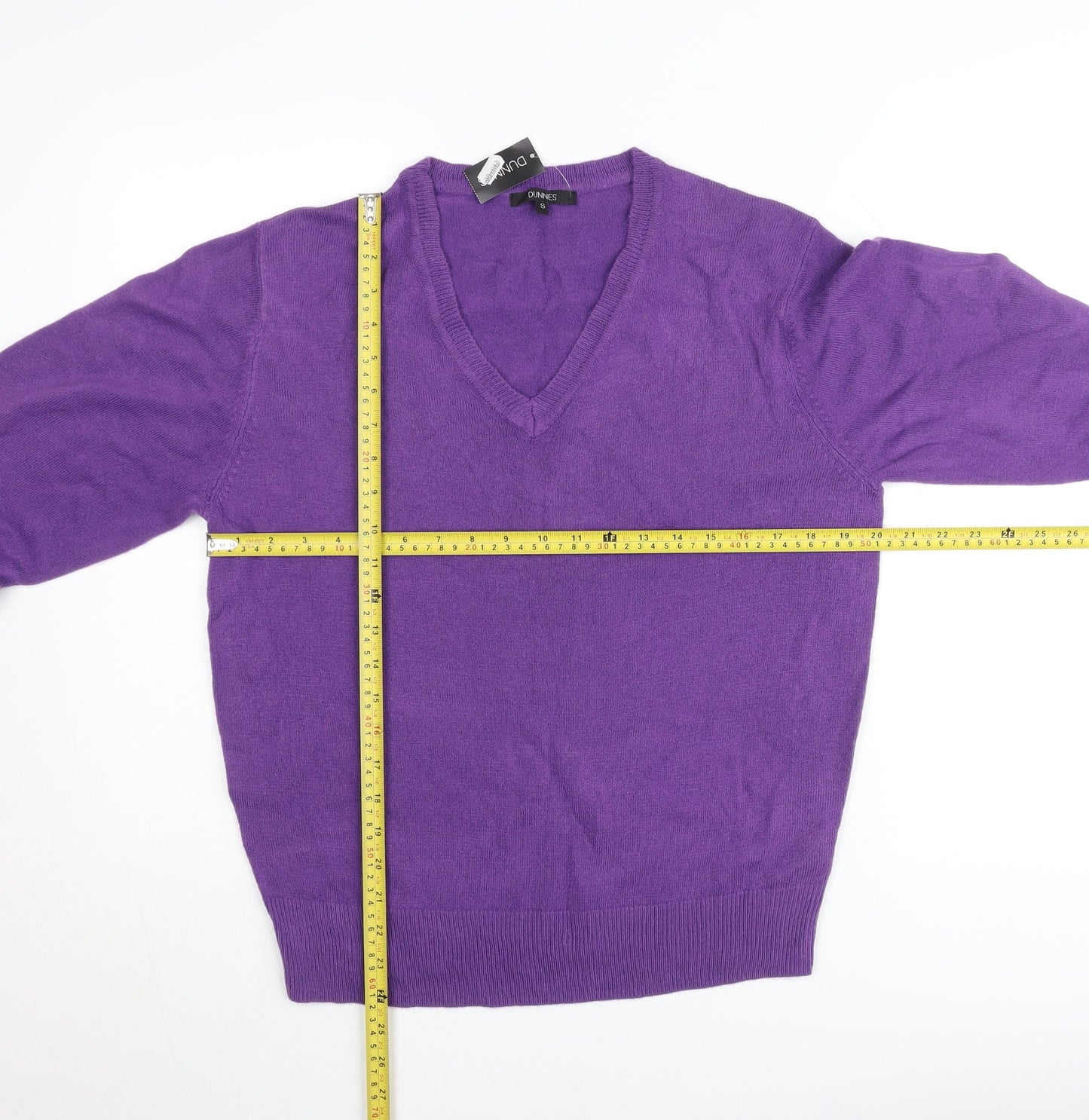 Dunnes Women's Purple V-Neck Cotton Jumper Size S