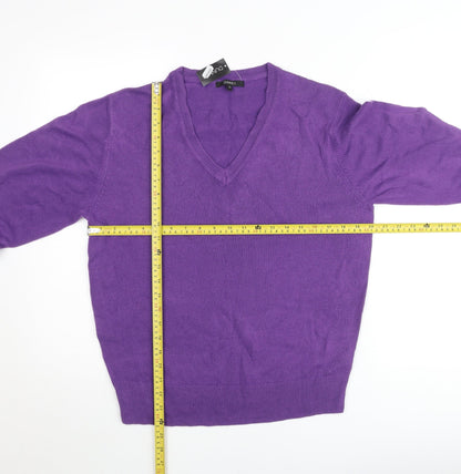 Dunnes Women's Purple V-Neck Cotton Jumper Size S