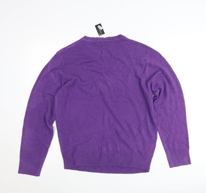 Dunnes Women's Purple V-Neck Cotton Jumper Size S