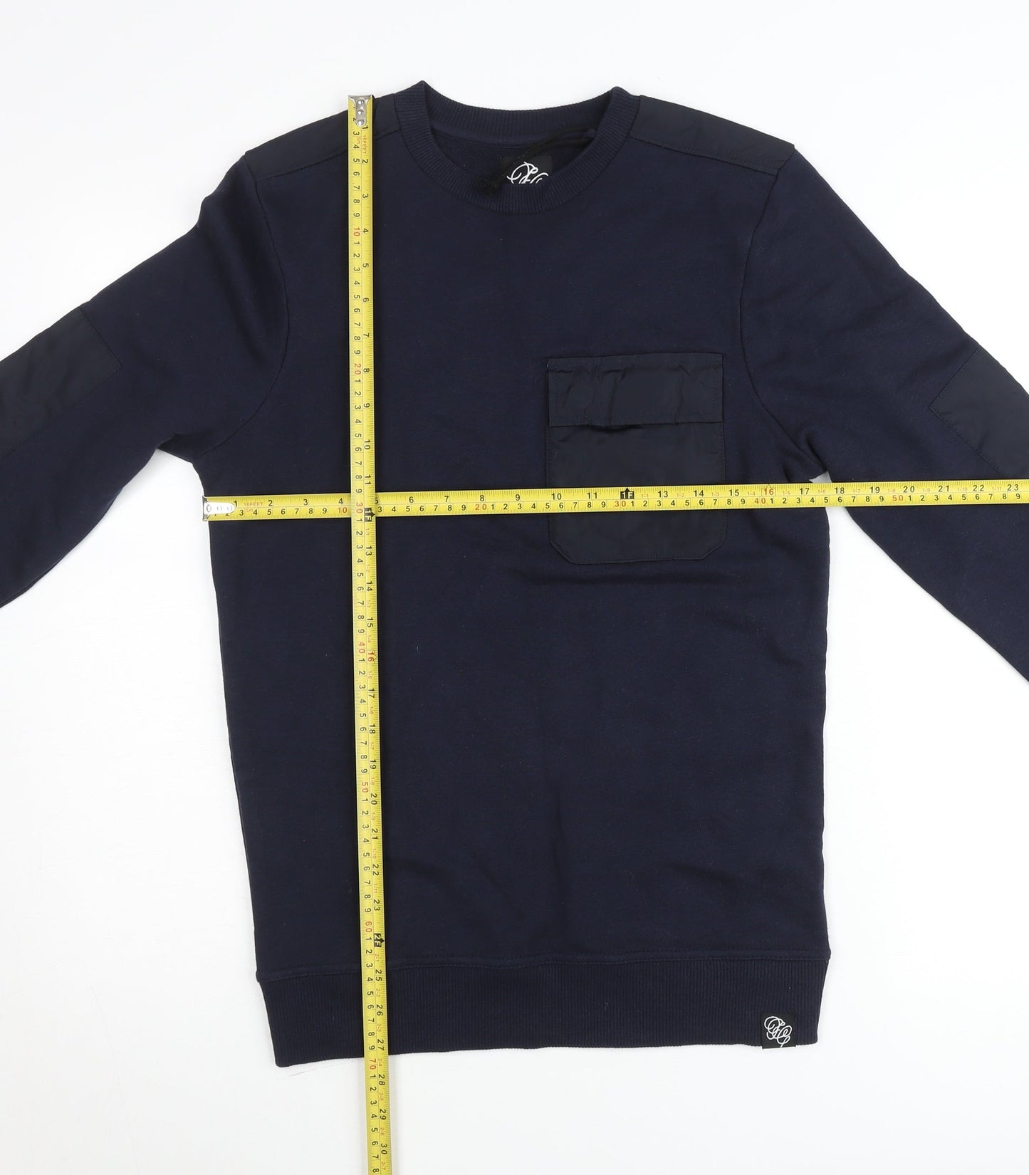 SikSilk Men’s Blue Crew Neck Pullover Jumper Size S Cotton Blend