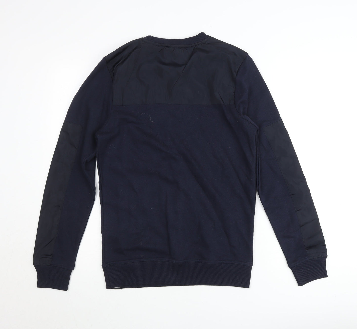 SikSilk Men’s Blue Crew Neck Pullover Jumper Size S Cotton Blend