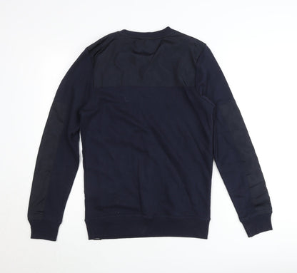 SikSilk Men’s Blue Crew Neck Pullover Jumper Size S Cotton Blend