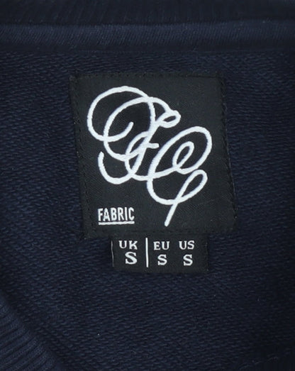 SikSilk Men’s Blue Crew Neck Pullover Jumper Size S Cotton Blend