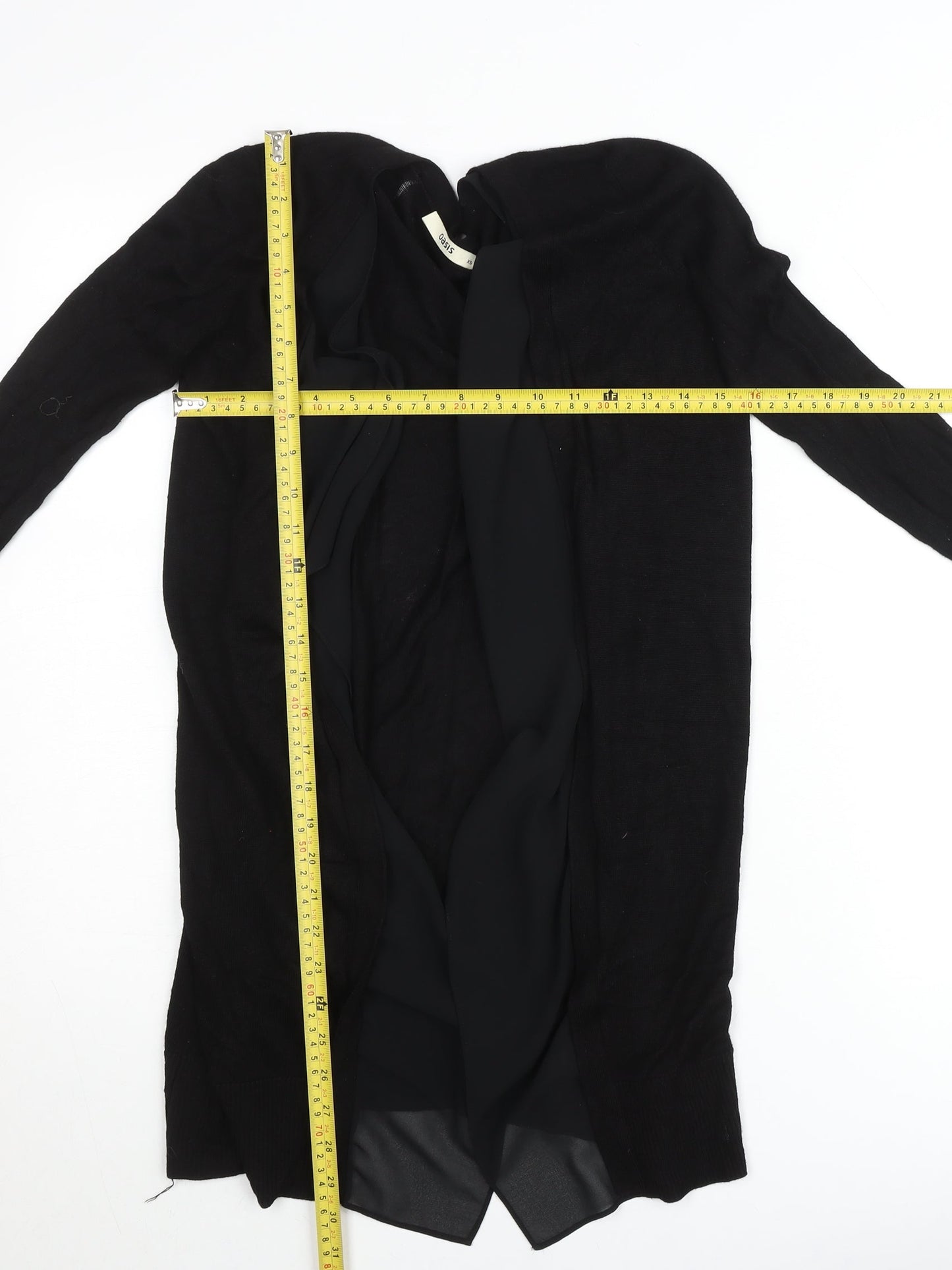 Oasis Women’s Black XS Long Sleeve Open Knit Cardigan