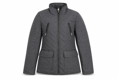 Next Women’s Grey Quilted Mid-Length Jacket Size 8 Lined Zip Casual