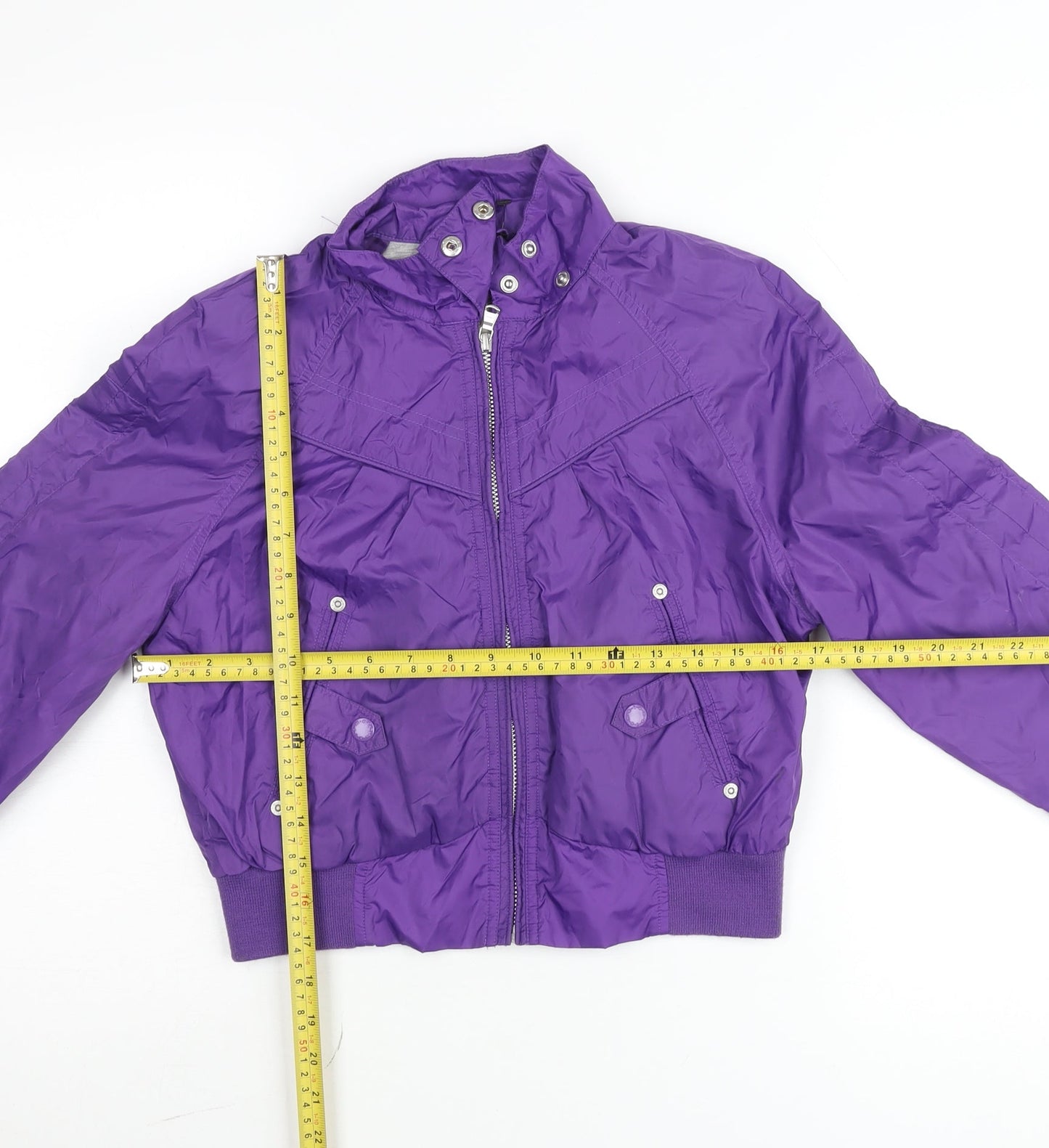 Marks and Spencer Girls Purple Bomber Jacket Size 10 Years Nylon Cropped Zip Up