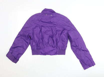 Marks and Spencer Girls Purple Bomber Jacket Size 10 Years Nylon Cropped Zip Up