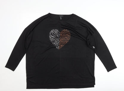 New Look Women’s Black Sequin Heart Long Sleeve Jersey T-Shirt L