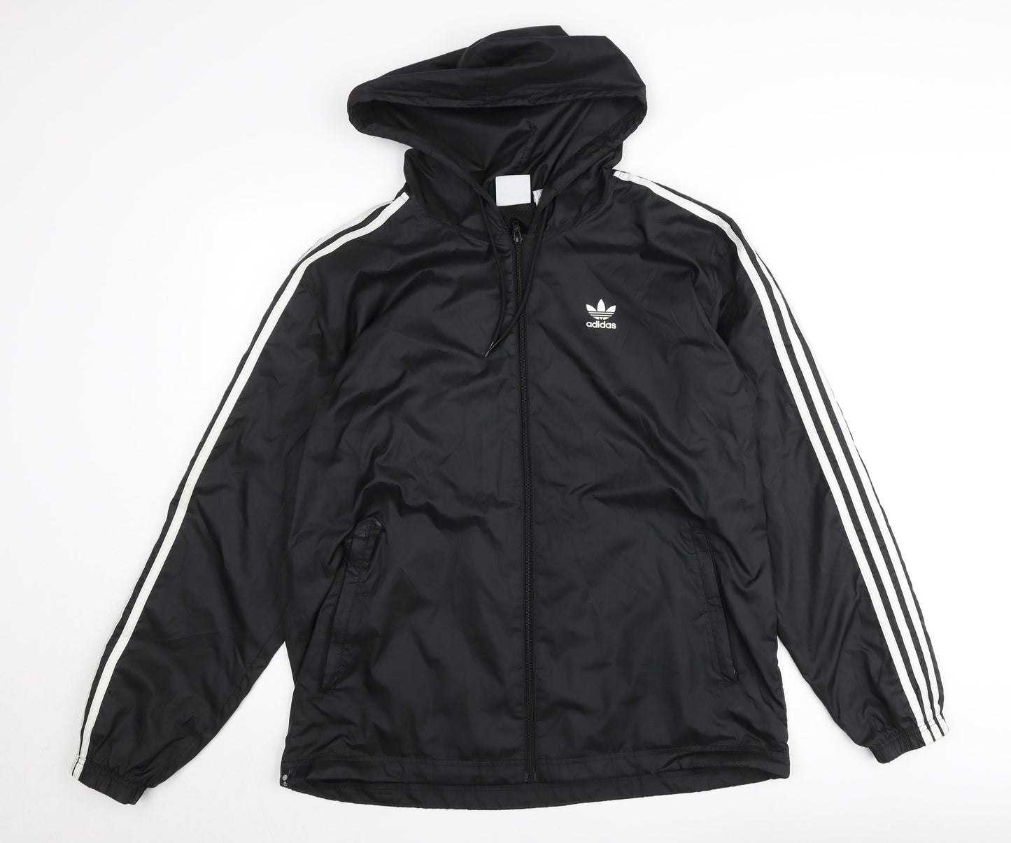 Adidas Men's Black Hooded Windbreaker Jacket M Sports Casual