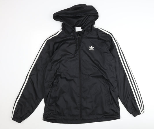 Adidas Men's Black Hooded Windbreaker Jacket M Sports Casual