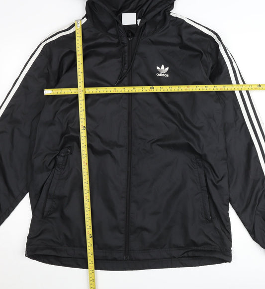 Adidas Men's Black Hooded Windbreaker Jacket M Sports Casual