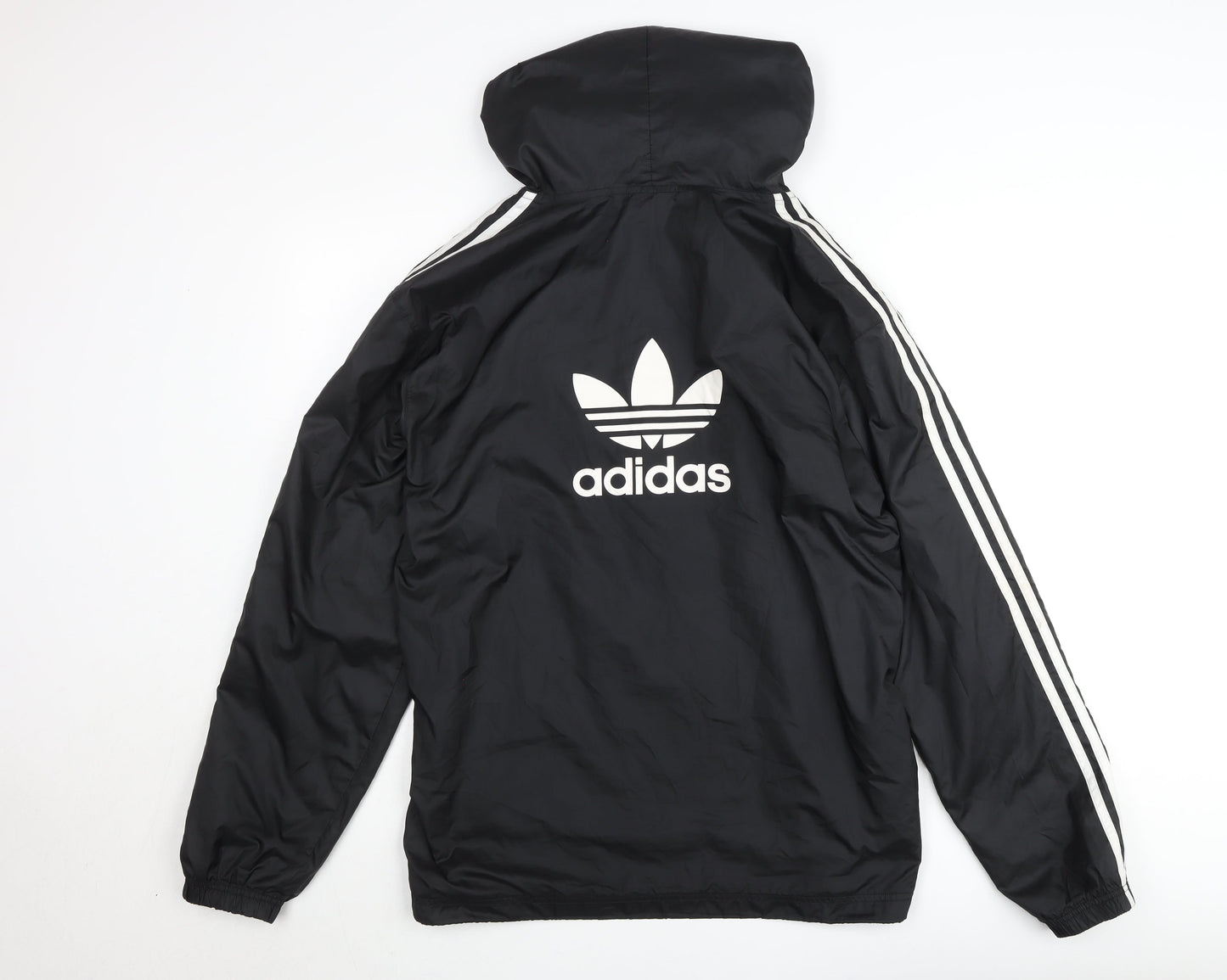 Adidas Men's Black Hooded Windbreaker Jacket M Sports Casual