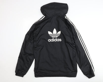 Adidas Men's Black Hooded Windbreaker Jacket M Sports Casual