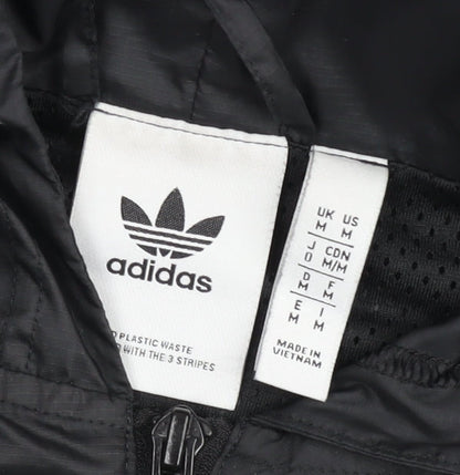 Adidas Men's Black Hooded Windbreaker Jacket M Sports Casual