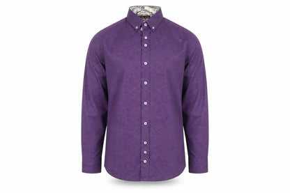 Vichi Men's Purple Geometric Button-Down Shirt Slim Fit Size S