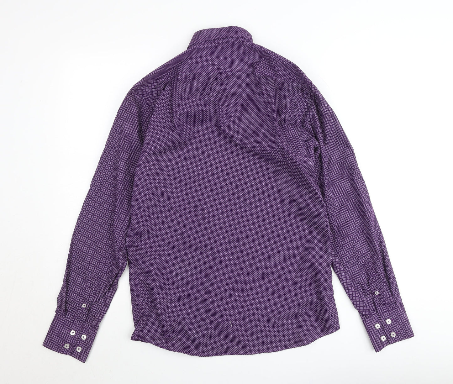 Vichi Men's Purple Geometric Button-Down Shirt Slim Fit Size S