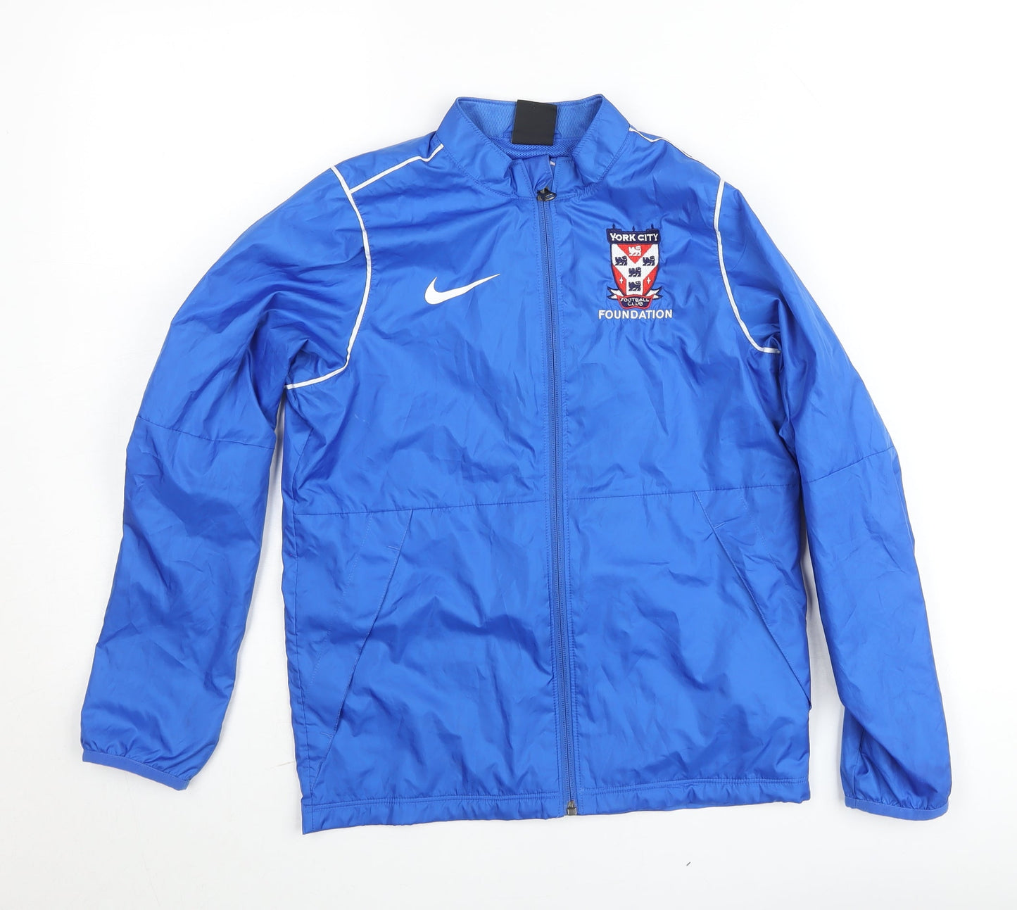 Nike Boys Blue Track Jacket Size 10-11 Years Football Zip Up Lightweight