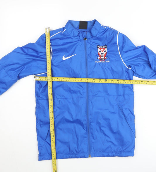 Nike Boys Blue Track Jacket Size 10-11 Years Football Zip Up Lightweight