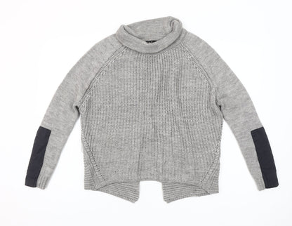 Vila Women’s Grey Roll Neck Chunky Knit Wool Blend Jumper Size S