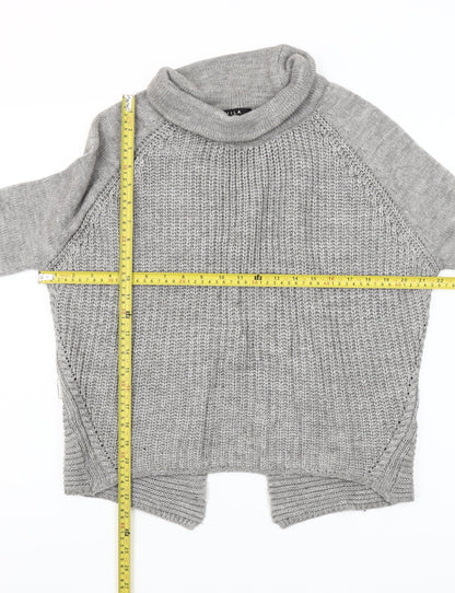 Vila Women’s Grey Roll Neck Chunky Knit Wool Blend Jumper Size S
