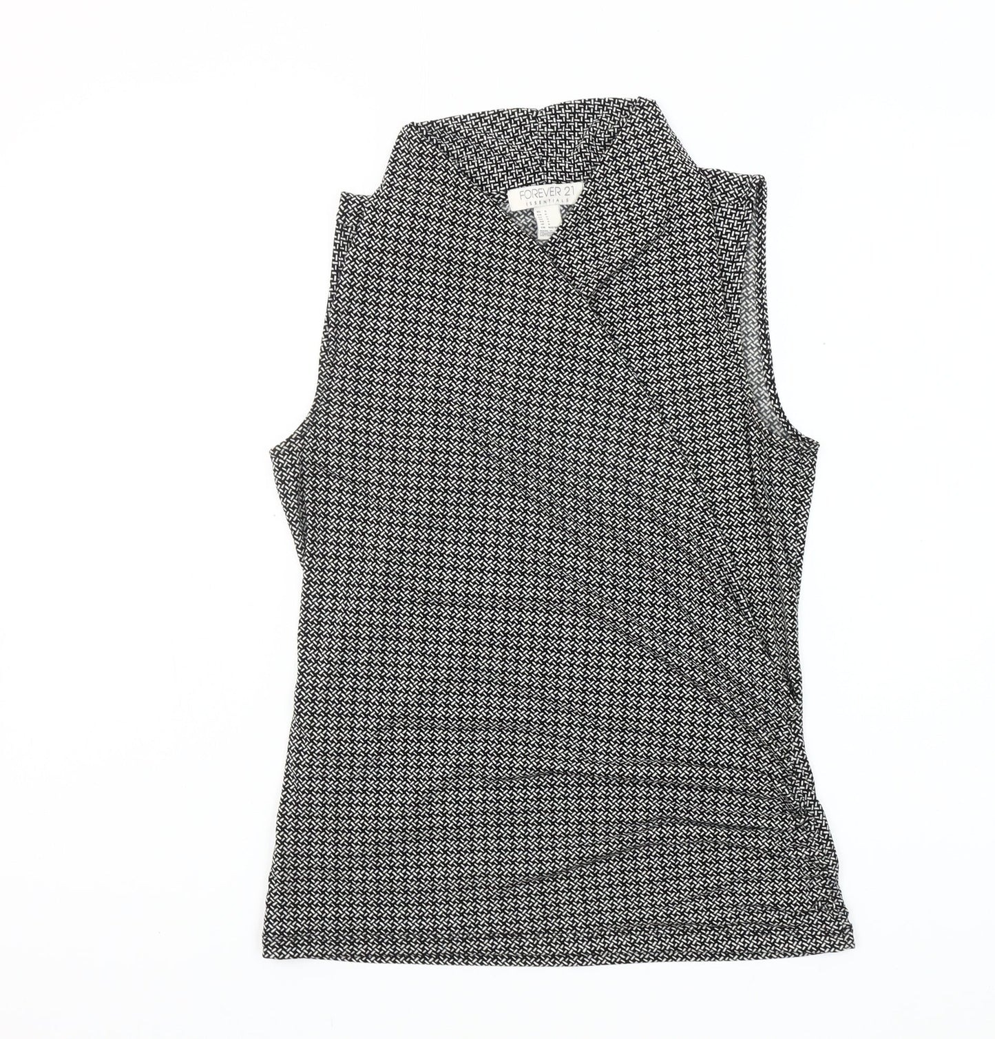 Forever 21 Women’s Black Geometric Sleeveless Wrap Blouse Size S