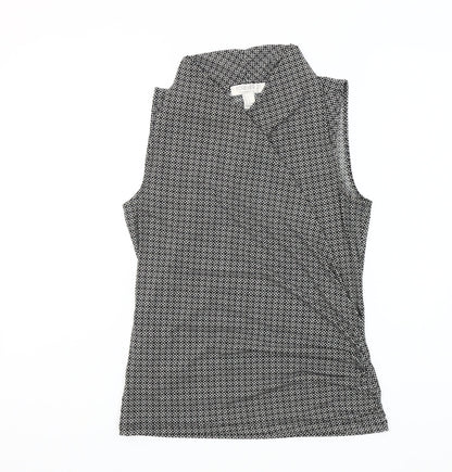 Forever 21 Women’s Black Geometric Sleeveless Wrap Blouse Size S