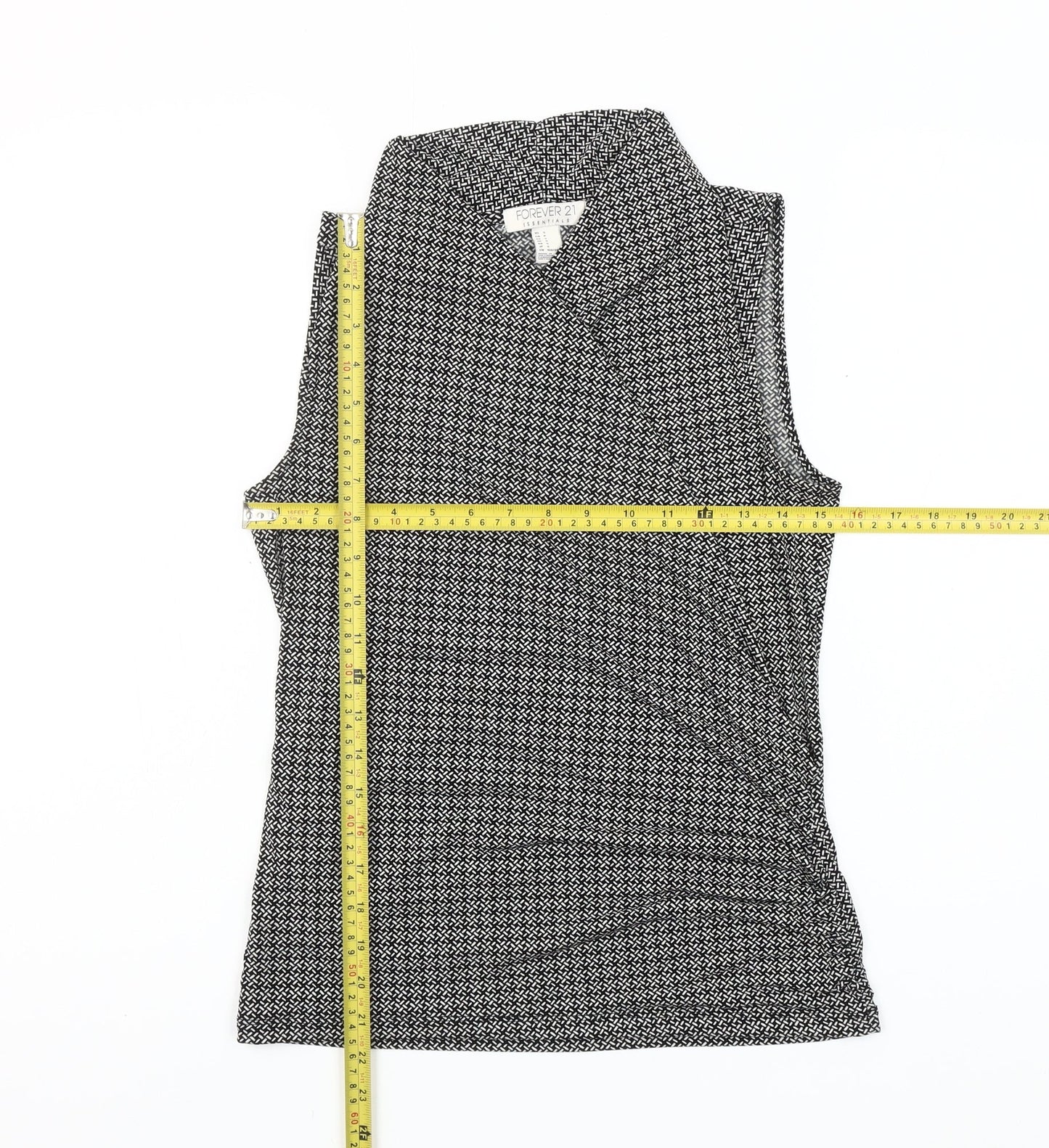 Forever 21 Women’s Black Geometric Sleeveless Wrap Blouse Size S