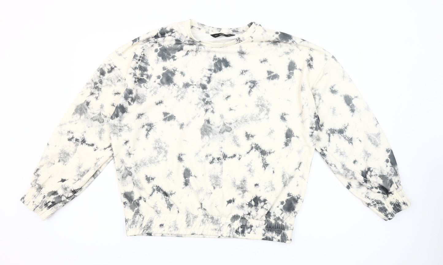 F&F Women's Beige Tie-Dye Pullover Sweatshirt UK 12 Cotton Blend