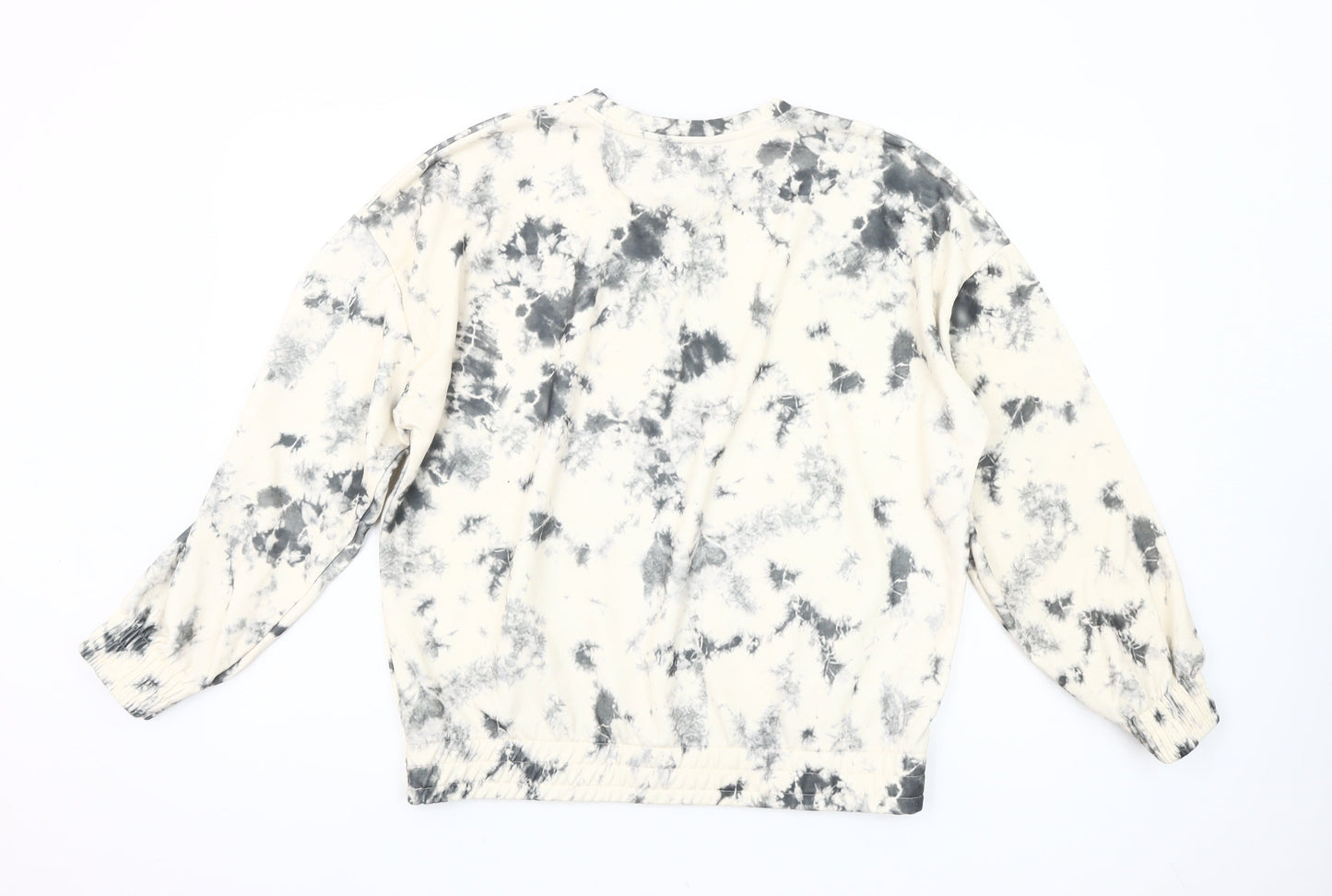 F&F Women's Beige Tie-Dye Pullover Sweatshirt UK 12 Cotton Blend