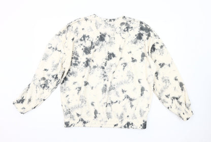 F&F Women's Beige Tie-Dye Pullover Sweatshirt UK 12 Cotton Blend