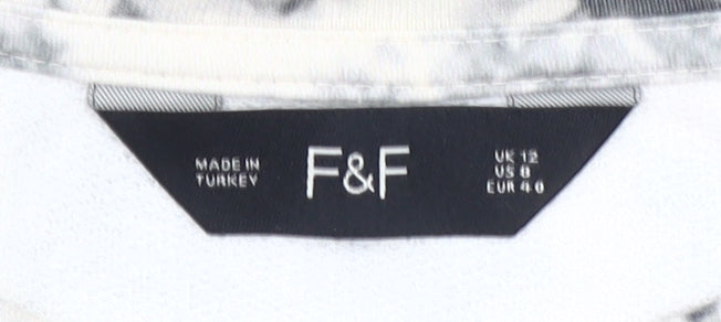 F&F Women's Beige Tie-Dye Pullover Sweatshirt UK 12 Cotton Blend