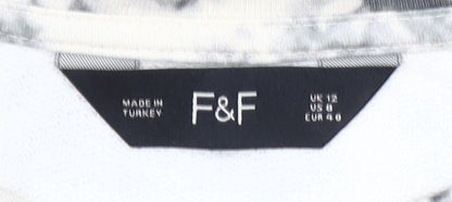 F&F Women's Beige Tie-Dye Pullover Sweatshirt UK 12 Cotton Blend