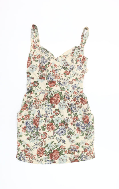 LOVE Women's Multicoloured Floral Bodycon Short Dress S